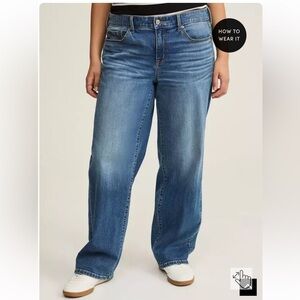 NWT Torrid Perfect Wide-Leg Mid-Rise Jeans Medium Wash 22 Tall